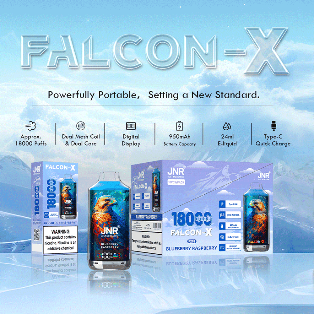 JNR Falcon X 18000 puffs bulk 120 pack master case UK wholesale
