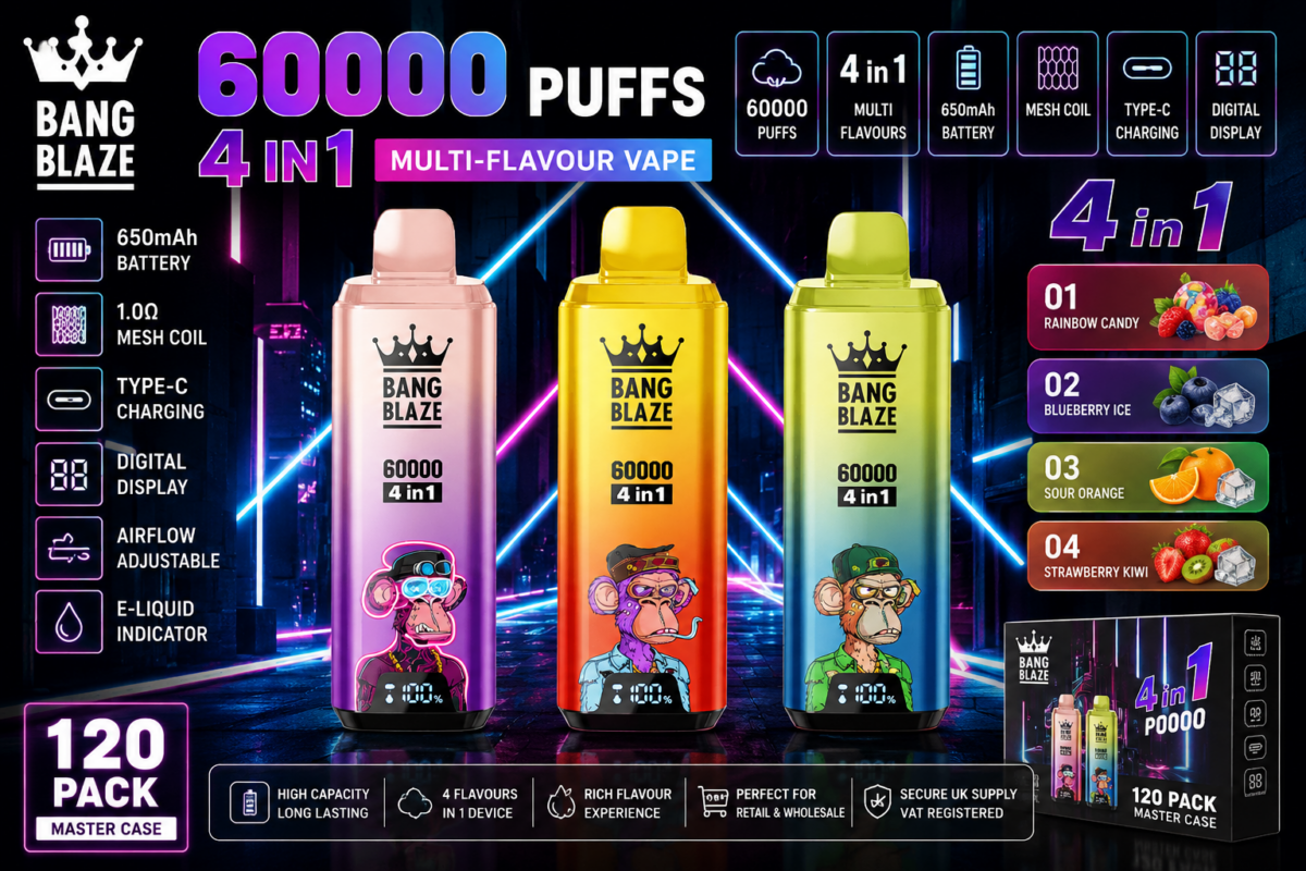 Bang Blaze 60K Wholesale Investment 4 In 1 Multi Flavour Vape UK Distributor