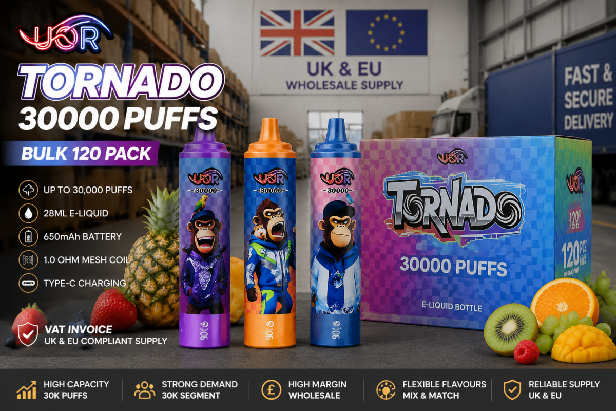 UOR Tornado 30000 Puffs Bulk 120 Pack wholesale vape product for UK distributors