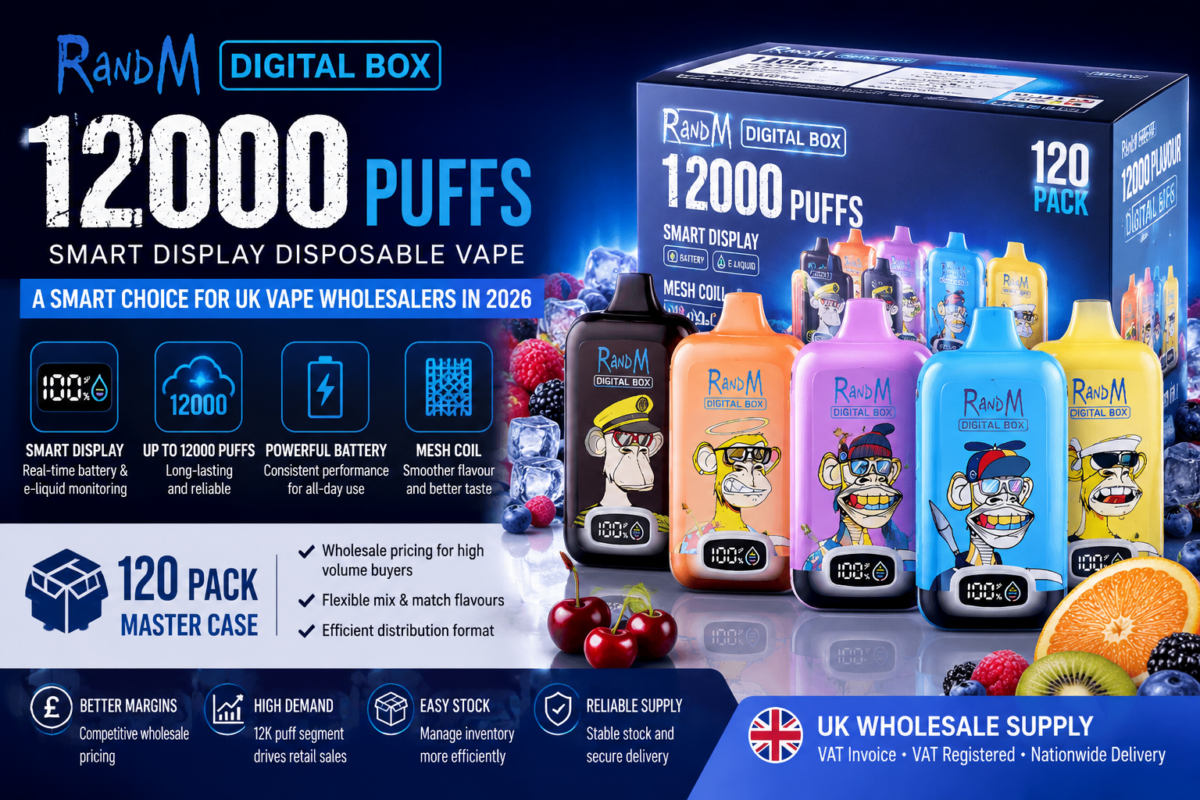 RandM Digital Box 12000 puffs bulk 120 pack master case UK