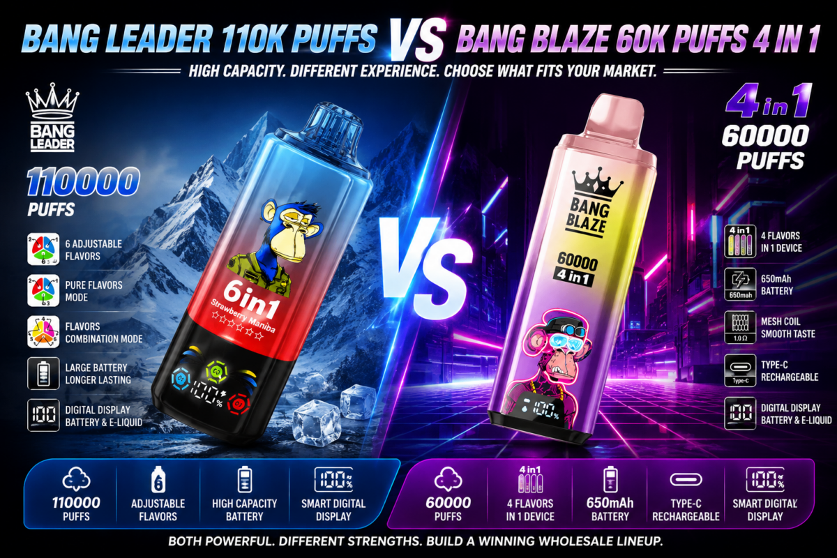 Bang Leader 110K Puffs vs Bang Blaze 60K Puffs 4 In 1 comparison
