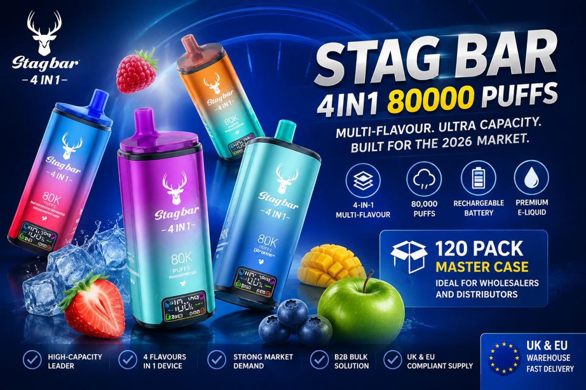 Stag Bar 4in1 80000 puffs bulk 120 pack master case UK wholesale