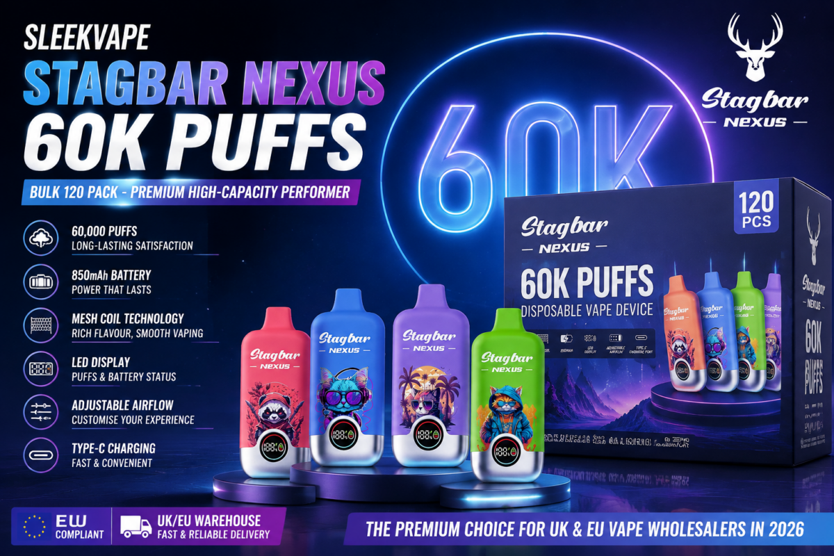 Stag Bar Nexus 60K puffs master case 120 pack bulk UK distribution